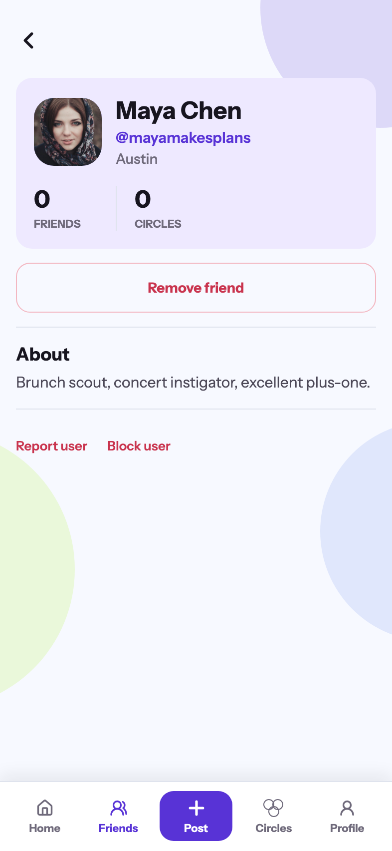 Friend profile